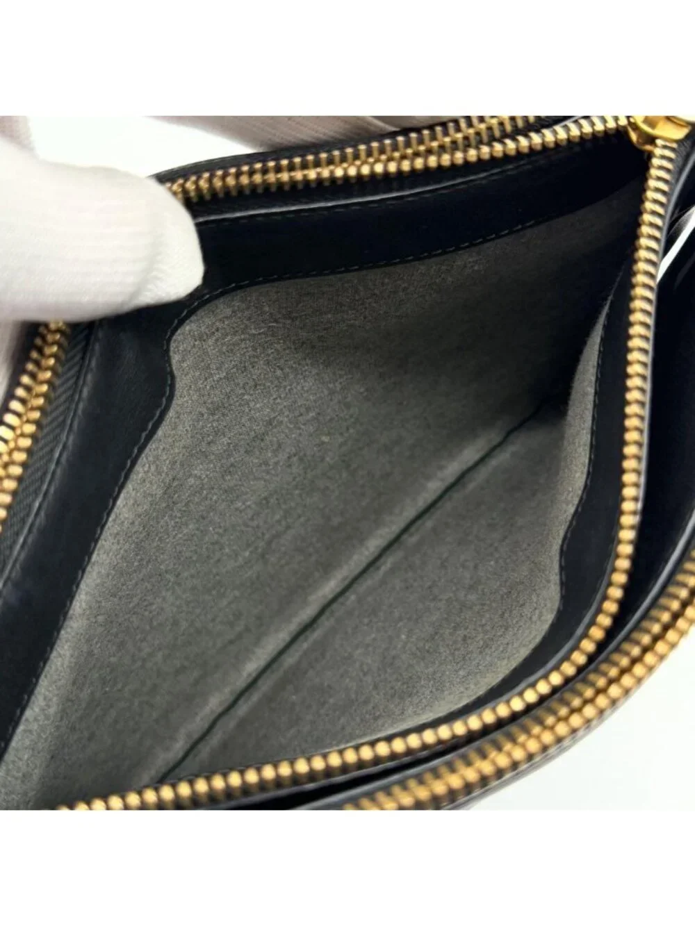 Celine Trio Large Shoulder Bag Black Leather Clutch